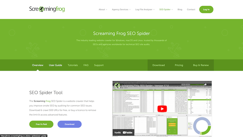 Screaming Frog SEO Spider Náhled
