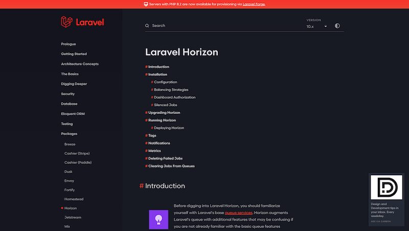 Laravel Horizon Náhled
