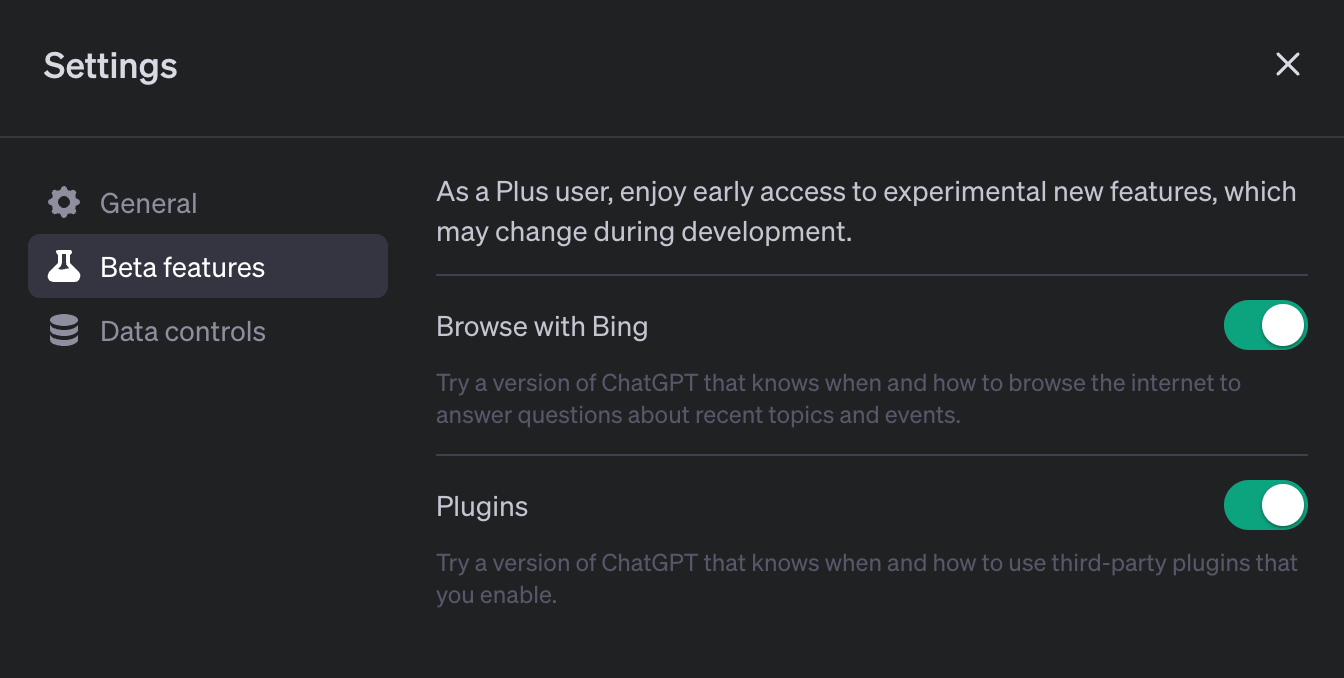 ChatGPT - Beta Features