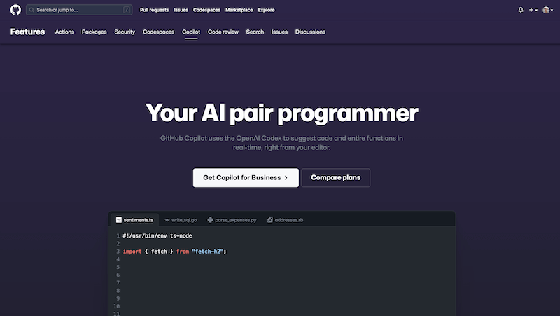 Github Copilot AI pair programmer